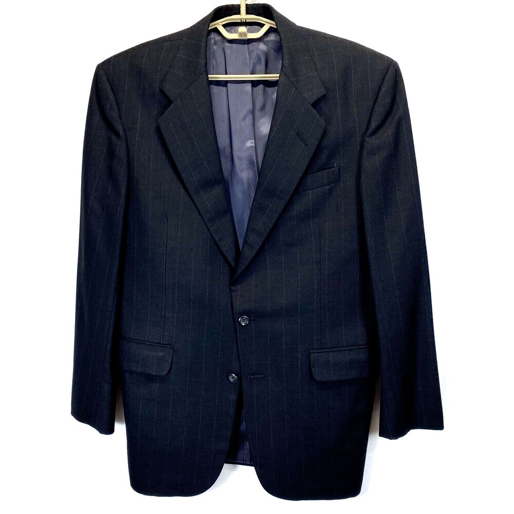 Hickey Freeman for Nordstrom Black Striped Sport Jacket Blazer 38 R